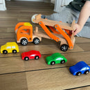 Autotransporter i træ med 4 biler