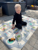 Legetæppe med by og vejbane - 1 x 1,5 meter - Vinyl - Fra 1 år.
