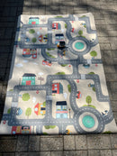 Legetæppe med by og vejbane - 1 x 1,5 meter - Vinyl - Fra 1 år.