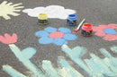 Gadekridt maling 4 x 120 ml. - i brug - blomster
