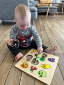 Knoppuslespil med frugt - træ, 10 brikker