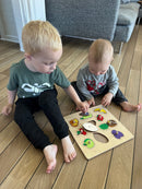 Knoppuslespil med frugt - træ, 10 brikker
