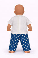 Dukketøj, T-shirt m. print &  buks 38-41 - dukke stående bagfra