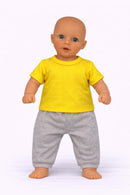 Dukketøj, T-shirt i Gul Str. 38-41 - dukke stående