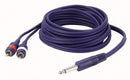 Jack mono -> 2 x phono - 3 meter - Billede 1