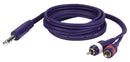 Jack stereo til 2 x phono - 1,5 mtr. - Billede 1