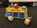 Gul Funcars Bilgarage med 3 biler fra Dantoy. - Billede 1