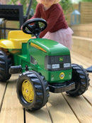 Pedaltraktor fra Rolly Kid: John Deere m/vogn. - Billede 1