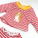 Dukketøj - 38-41 cm - Rød striber pyjamas - Fra 3 år. - Billede 1
