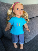 Dukketøj - 42-46 cm - T-shirt & shorts - Fra 3 år. - Billede 1
