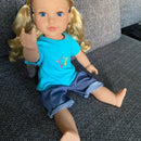 Dukketøj - 42-46 cm - T-shirt & shorts - Fra 3 år. - Billede 1