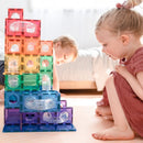 Connetix - Magnetisk Kuglebane - Regnbuefarver - 92 dele. - Billede 1