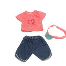 Dukketøj - 38-41 cm - T-shirt, shorts & pandebånd - Fra 3 år. - Billede 1