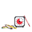 Time Timer 3" visuelt ur med alarm - 7,5 x 7,5 cm - Sort farve med farveblyanter