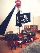 Piratskib i træ fra Papo - 55 x 14,5 x 51 cm. - Rød - Billede 1