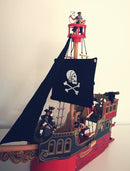 Piratskib i træ fra Papo - 55 x 14,5 x 51 cm. - Rød - Billede 1