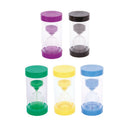 Timeglassæt med 5 store timeglas - 1,3,5,15 og 30 minutter.