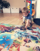 Legetæppe med dino-tema og 8 dinosaurer - 100x150 cm. - Billede 1
